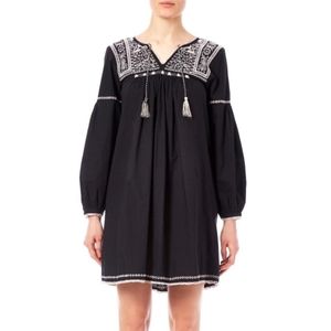 Ulla Johnson Mira Black Embroidered Tassel Dress Size 2